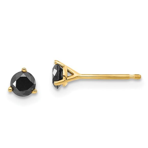 Kazi Luxury 14k Yellow Gold .40ct. Black Diamond Stud Earrings